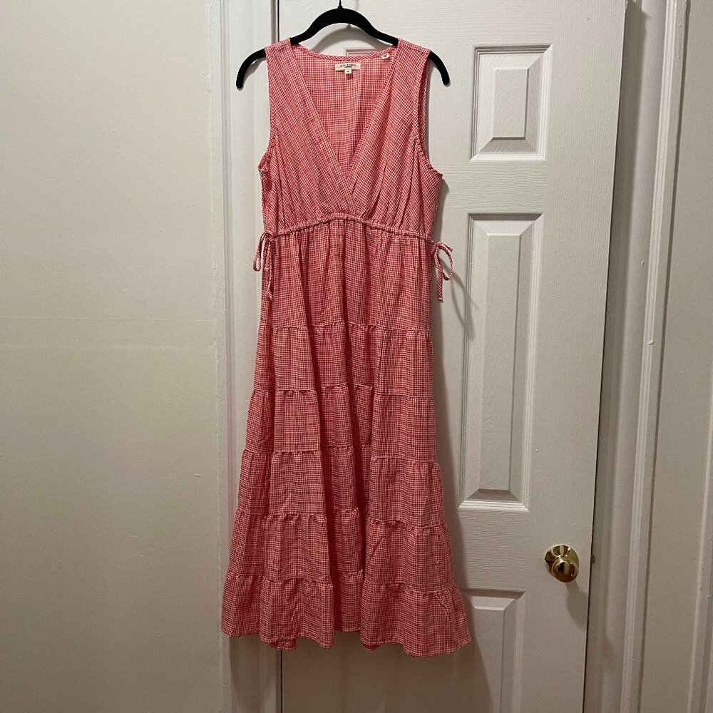 Max Studio London Red Gingham Tiered Sleeveless Dress NWOT